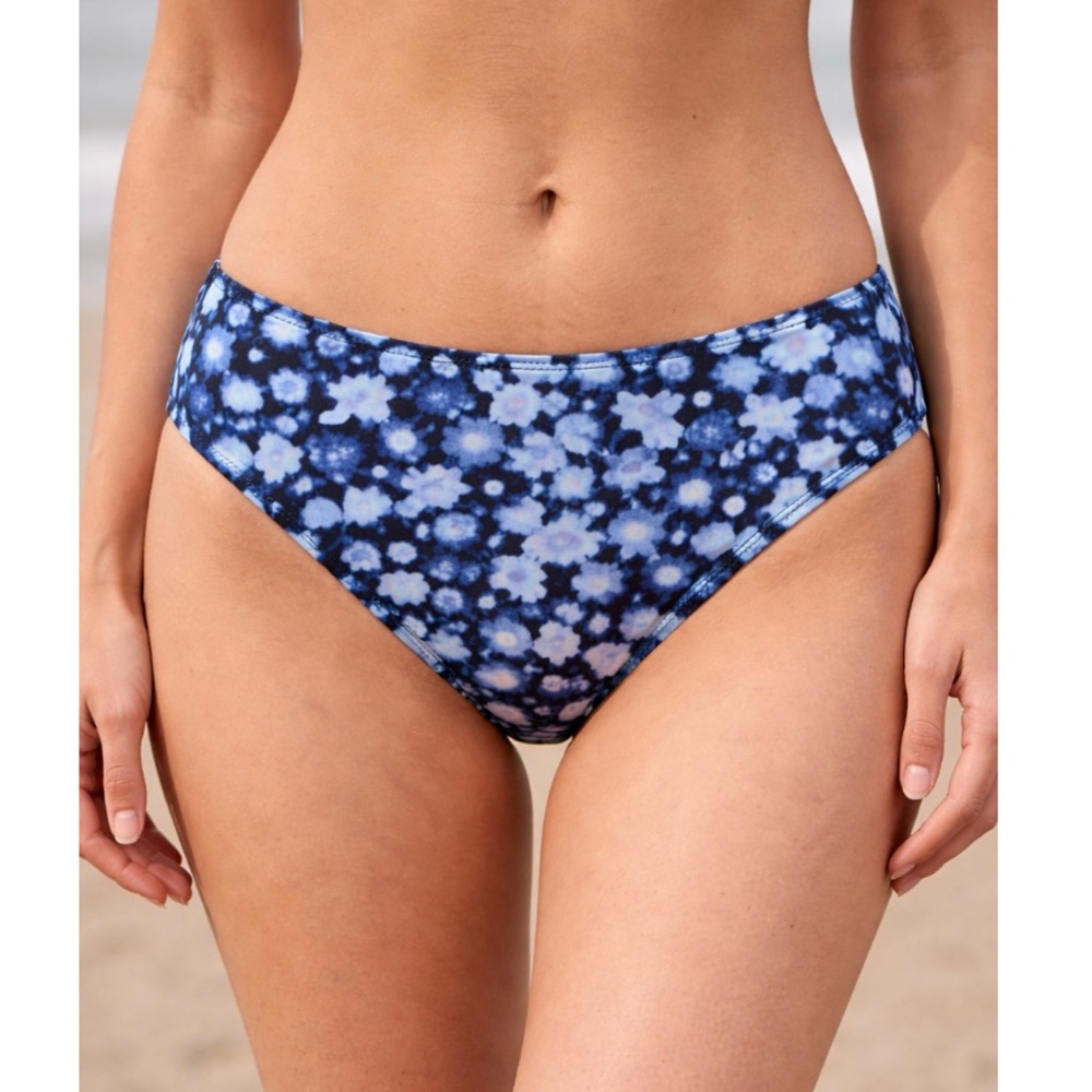 NWT GANNI | Black and Blue Floral Swim Bikini Bottom Bottoms Sz. 36 or a Small